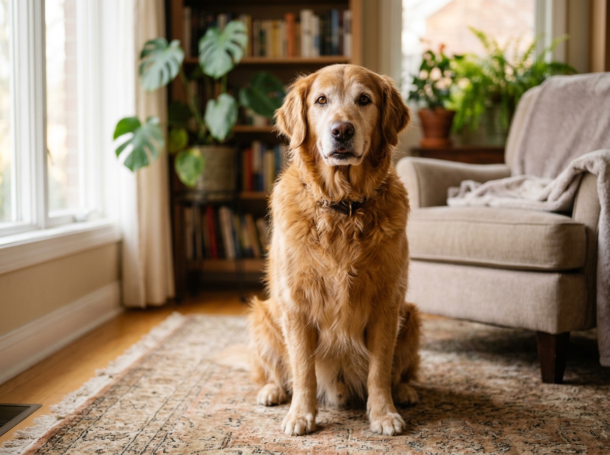 A dignified healthy senior golden retriever